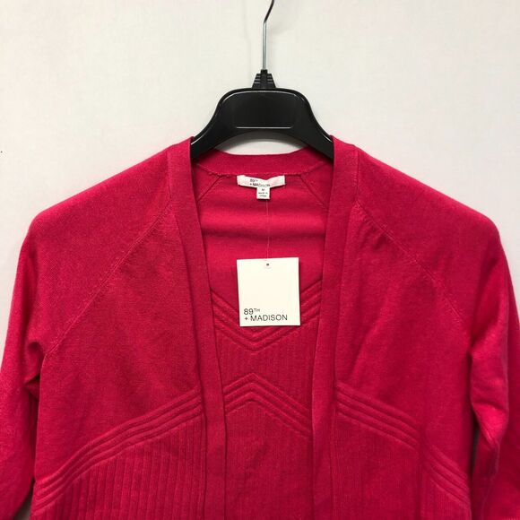NWT 89th Madison Women Open Front Cardigan Sweater Size Medium Hot Pink M167 -16 - Picture 10 of 14